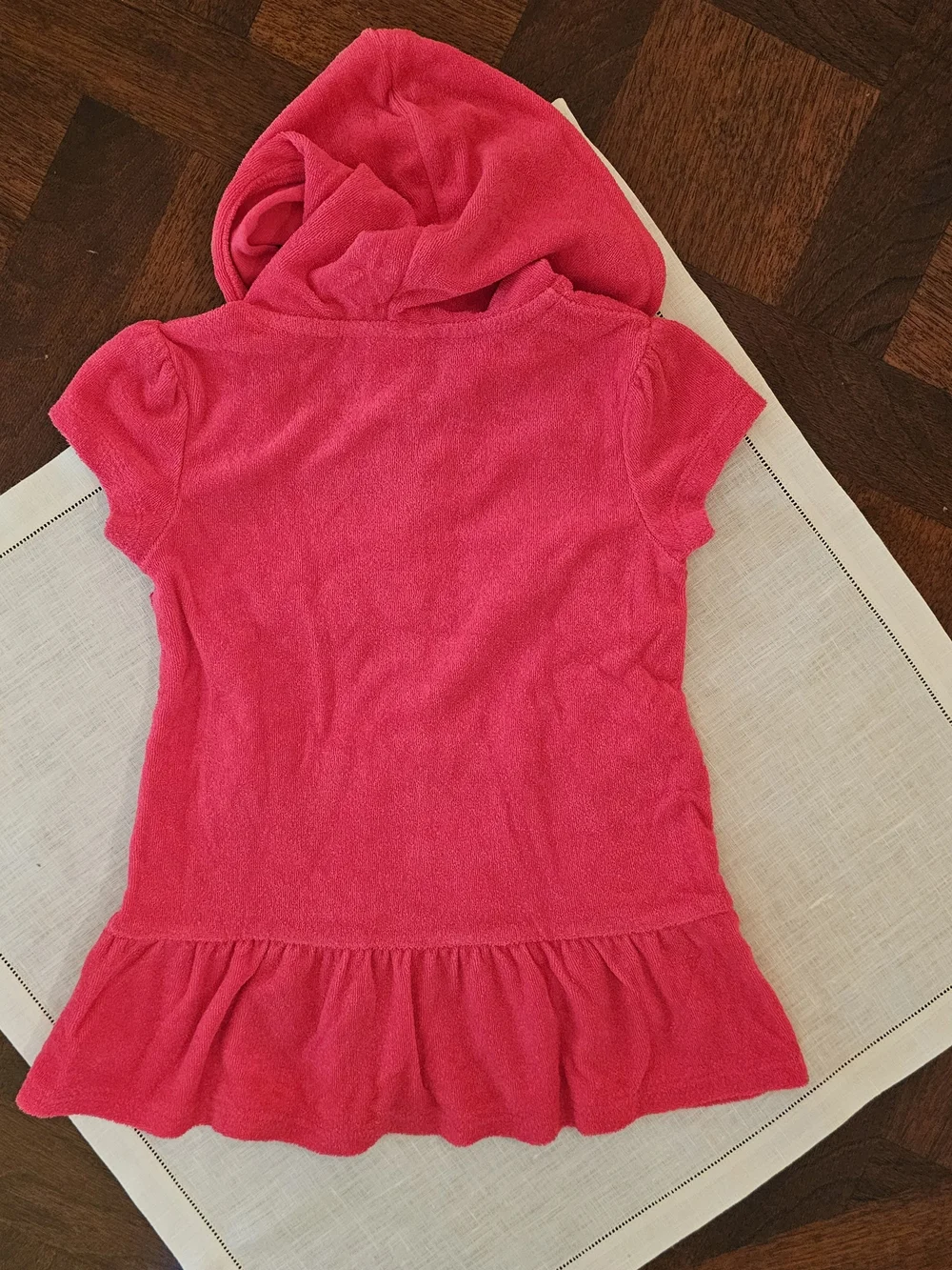 Flapdoodles Girls Size 2T Terry Cloth Swim Cover Up Dress Pink Hooded Zip Front